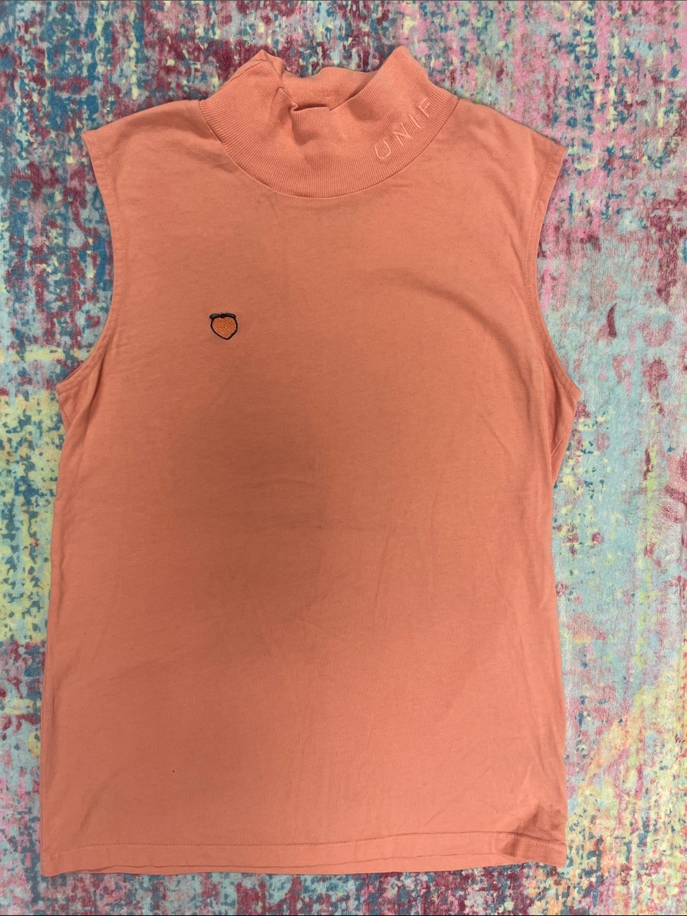 UNIF Sleeveless Mock Neck Tank in Coral Peach